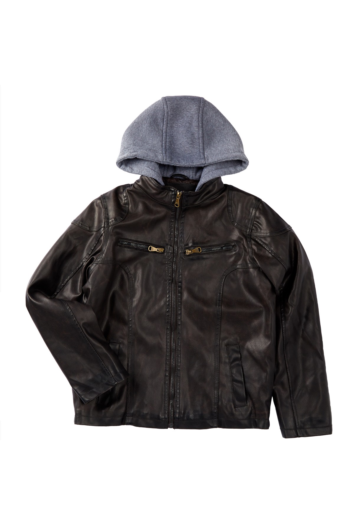 Urban Republic Boys' Hooded Faux Leather Jacket